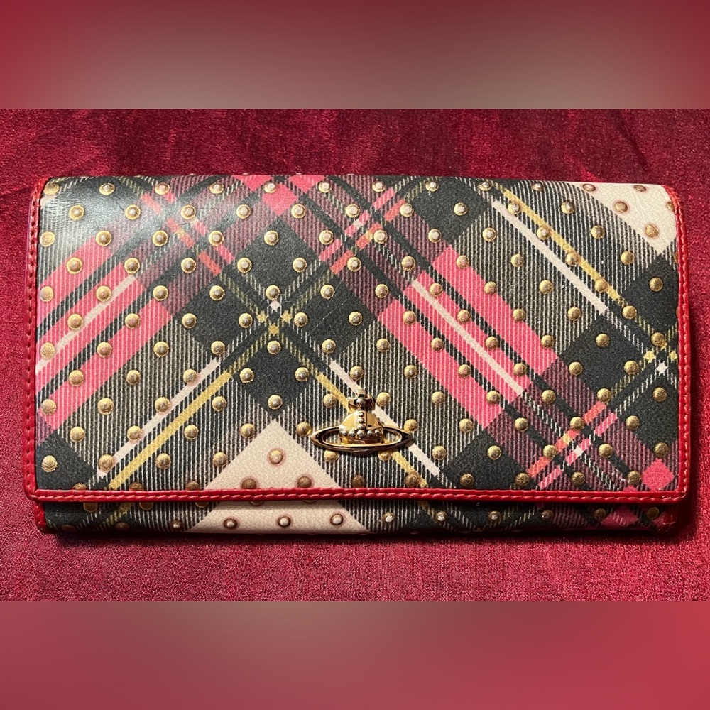 EUC Rare Vivienne Westwood Studded Wallet, Tartan